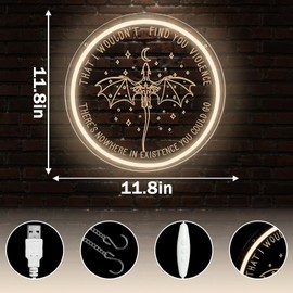 Cheexiann Fouth Wing Neon Sign Dragon Neon Light for Wall Decor Dimmable 4th Wing LED Sign With USB Interface for Bedroom Reading Room Library Fourth Wing Book Lover Gifts