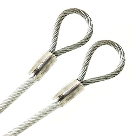 PSI, 3/16" Vinyl Coated Galvanized Steel Cable with Loop Ends, 1/8" Core Diameter, 7x19 Braids, Flexible Multi-Purpose DIY Outdoor Safety Guide Wire Rope (2 feet, Clear)