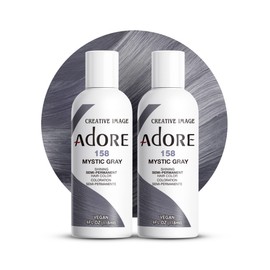 Adore Semi Permanent Hair Color - Vegan and Cruelty-Free Gray Hair Dye - 4 Fl Oz - 158 Mystic Gray (Pack of 2)
