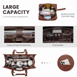 LOVEVOOK Laptop Bag for Women Vintage Work Tote Bag 15.6 inch Large Capacity Computer Purse with Clutch for Teacher