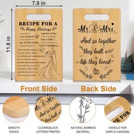Wedding Gift for Couple,Bridal Shower Gifts for Bride Groom,Happy Marriage&Mr and Mrs Double Sided Engraving Cutting Board Present for Newlyeds Newly Engaged Couples,Gifts for Wedding Shower