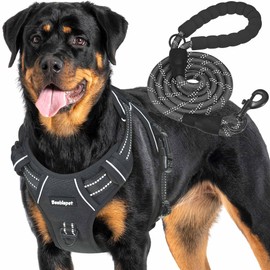 Beebiepet Heavy Duty Tactical Dog Harness for Large Dogs, No Pull Adjustable Pet Harness Reflective Service Training Easy Control Pet Vest Military K9 Working Dog Harnesses- Large, Black