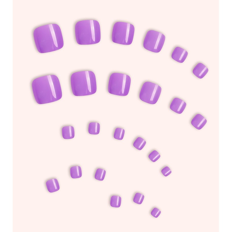 Morily Solid Deep Purple Press on Toenails for Women, 24