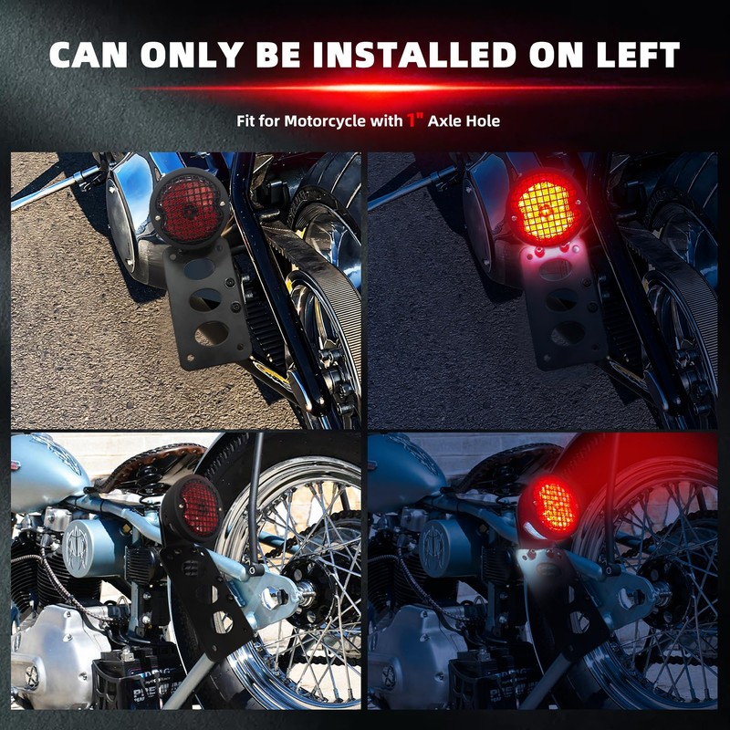 FATECIM 1" Motorcycle LED Brake Tail Light with Bracket, Motorcycle