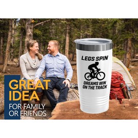 Track Bicycle Racing White Edition Viking Tumbler 20oz - Legs Spin - Bike Lover Mountain Biker Road Racer Sport Trails Bicycle Wheelie Rider Track Gymnast