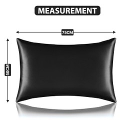 BAANI BEDDING Satin Pillow Cases 2 Pack - Soft Luxury Pillow Covers with Envelop Closure - Black Satin Pillowcase for Hair and Skin - Standard Size 50 x 75 cm (2 Pack, Black)