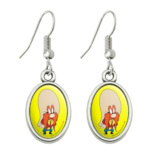 Looney Tunes Yosemite Sam Novelty Dangling Drop Oval Charm Earrings
