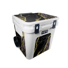 MightySkins Skin Compatible with Yeti Roadie 48 Wheeled Cooler - Black Marble Glitter | Protective, Durable, and Unique Vinyl Decal wrap Cover | Easy to Apply and Change Style | Made in The USA