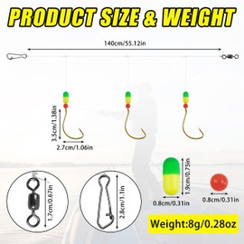 5 Pack Pompano Rigs Sea Fishing Rigs Saltwater Pompano Rigs for Surf Fishing Snell Floats Fishing Beads Circle Hooks Fishing Swivel Snaps Fishing Bait Rigs(yellow&green)