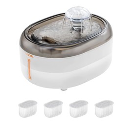 WOPET Cat Fountain, Drinking Fountain for Cats and Dogs, Ultra Quiet Cat Drinking Fountain with 4 Activated Carbon Filters, 1 Ultra Quiet Adjustable USB Pump (2L, WhiteGreen + 4Filters)