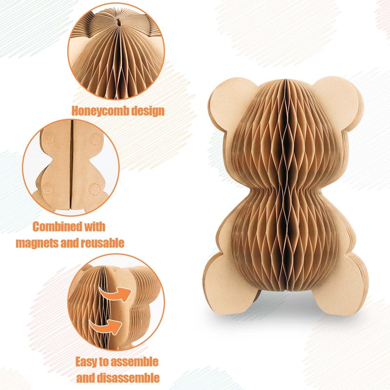 PEUTIER 2pcs Bear Honeycomb Centerpieces, 7.9in Paper Bear Centerpieces for