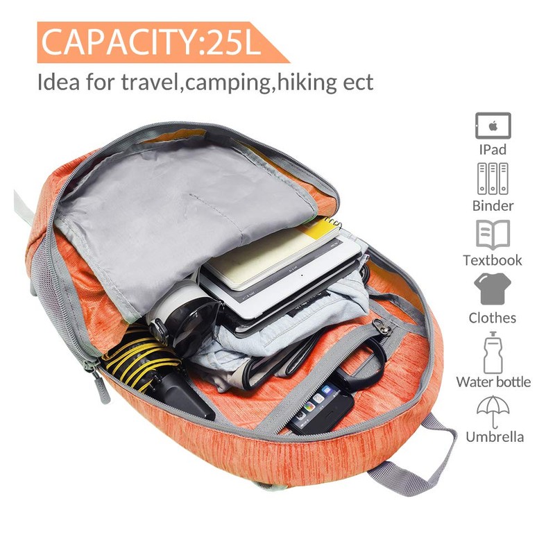 ZOMAKE Foldable Backpack 25L - Lightweight Folding Backpacks Packable Hiking