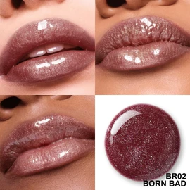 FOCALLURE High Shine Glitter Lip Gloss,Hydrates and Soothes Lips for a Gorgeous,Delivers a Non-sticky Glossy finish,Long-lasting Shine & Fuller-looking Lip Makeup,BR02 BORN BAD