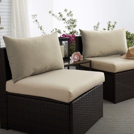 Sorra Home Beige Indoor/Outdoor Knife Edge Pillow Set, 14 in x 24 in