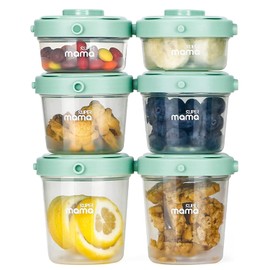 Contenedores de Alimentos para Bebés, Tarros de Almacenamiento de Alimentos para Bebés con Tapas Herméticas, Juego de 6 Recipientes para Congelación de Alimentos para Bebés, a Prueba de Fugas (Verde)