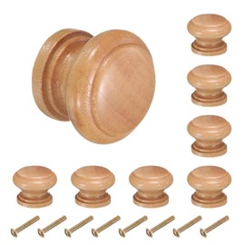 uxcell 8pcs Round Wooden Knobs, 28mm/1.1" Mushroom Shape Kitchen Cabinet Knobs Single Hole Drawer Pull Hardware Handles Decorative Furniture for Drawer Dresser Wardrobe, Light Brown
