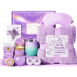 Birthday Gifts for Women, Self Care Gifts Get Well Soon Gifts Basket for Women Lavender Relaxing Spa Gifts Care Package w/ Blanket Unique Valentines Day Gifts for Her Mom Wife Girlfriend Friend Sister