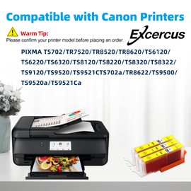 EXCERCUS EXCERCUS Replacement for Canon CLI-281 CLI-281 XXL Yellow Compatible Ink Cartridges Use for PIXMA TS9120 TR7520 TR8520 TS6120 TS6220 TS8120 TS8220 TS9520 TS6320 TS9521C (3X 281XXL Yellow)