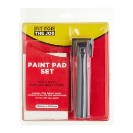 Fit For The Job Click System 6 inch x 4 inch Paint Pad And Handle Set - High Capacity Fabric for Rapid and Accurate Coverage With Emulsion Paints On Indoor Walls and Ceilings