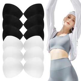 FAMCUCHE 6 Pairs Bra Inserts Push Up, Black and White Bra Pads Triangular Bra Pad Inserts, Removable Push Up Pads, Bra Inserts for Sports Bra, Bikini Swimwear, Black and White