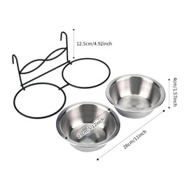 MNTUOS Anti-Slip Dog Bowls, 2 Pack Stainless Steel Dog Bowl Hanging on Cage, Pet Water and Food Bowls for Cats and Dogs, Dry and Wet Foods, with Non-Slip Silicone Pad, 13cm/5.1inch/11 oz Each