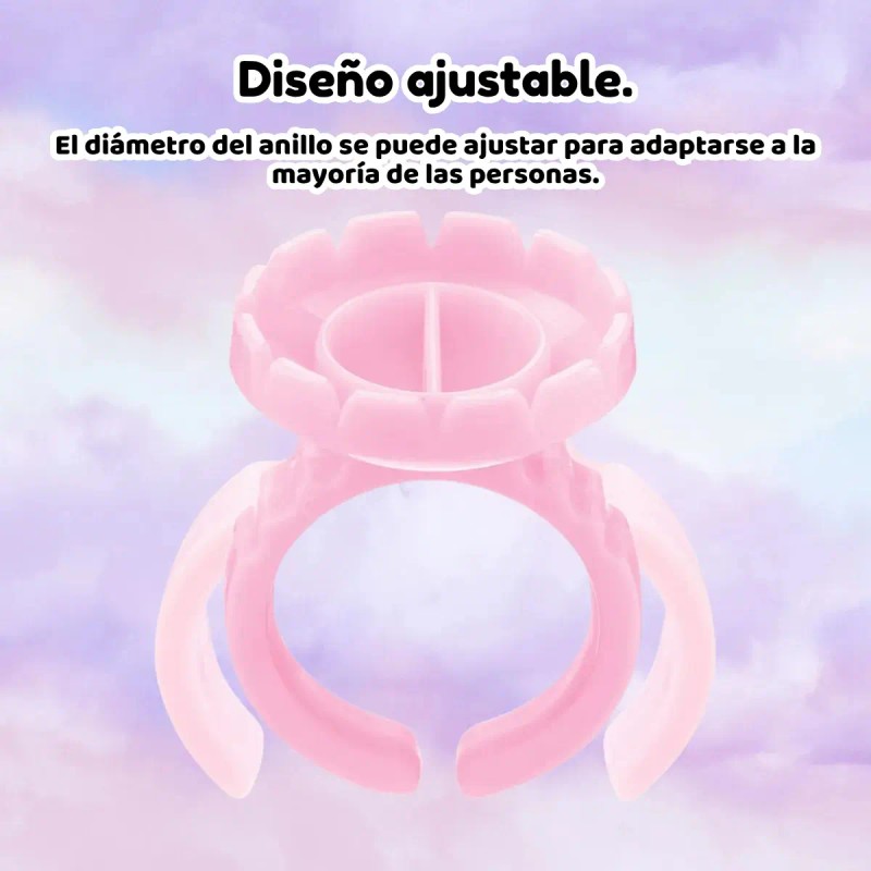 Anillo Para Pegamento Pestañas Soporte Ajustable Set F