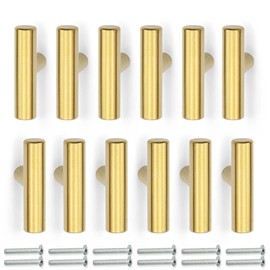 Bwintech 12 Pcs 200MM (128MM Hole Center) Matte Black Cabinet Pull Handles Kitchen T Bar Handles, Stainless Steel, Ideal for Cabinet, Drawer, Cupboard