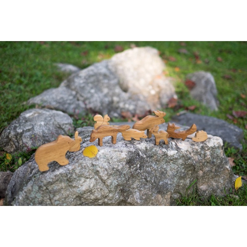 PoppyBabyCo Natural Wooden Forest Animals set of 9