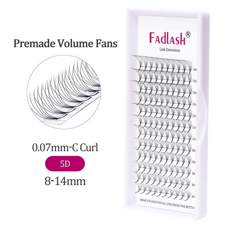 Volume Eyelashes, C Curl, 0.07 mm, 8–14 mm, 5D Lash