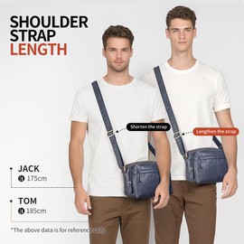 Augus Men's Leather Messenger Bag Shoulder Crossbody Backpack Bags Purse for Women Vintage Anti-Theft Waterproof Casual (Blue)