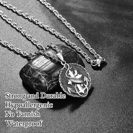 KATHLU Anchor Necklace for Men Women 925 Sterling Silver Anchor Pendant Nautical Pirate Necklace with Stainless Steel 20+2'' Chain