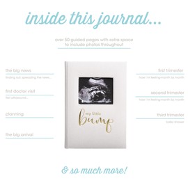 Pearhead My Little Bump Pregnancy Journal, Guided Keepsake Prompted Memory Book, Gender-Neutral Gift for New and Expecting Moms, Ultrasound Baby Scrapbook, Ivory Linen