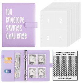 100 Envelopes Money Saving Challenge - A5 Money Saver Budget Binder Book with Cash Envelopes and Numbers, 100-Days of Easy and Funny Ways to Save $5,050 Cash Envelope Challenge Binder, Pink:_Black