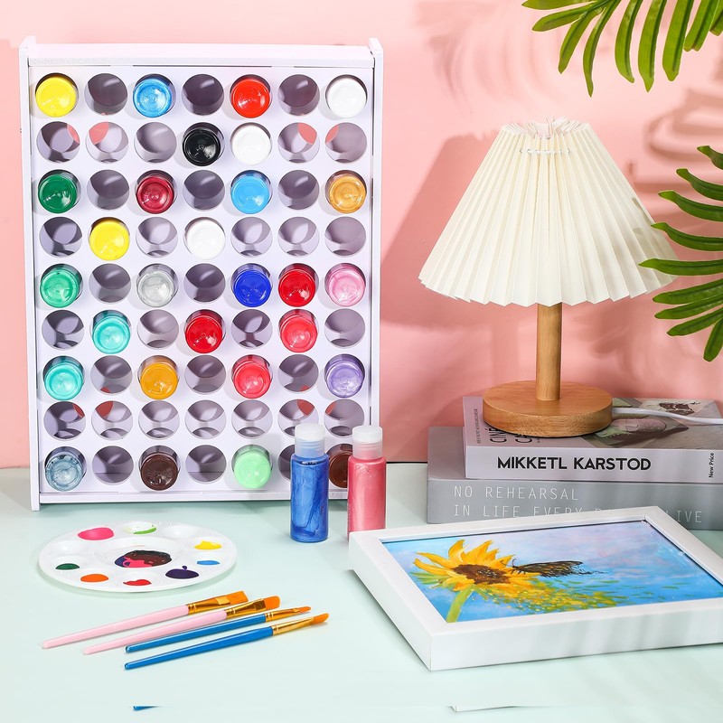 Sunnychicc 2 Pcs 63 Holes Craft Paint Storage Organizer Vertical
