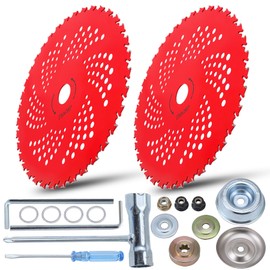 PLAXNS 2pack 9" x 36 Teeth Carbide Tipped Brush Cutter Blades,Universal Weed Eater Blades Metal with Universal Adapter Kit, for Brush Cutter, Trimmer, Weed Eater