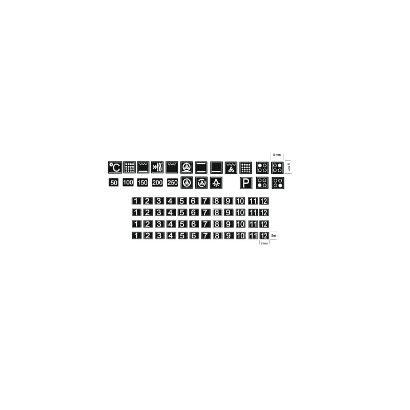 Cooker Symbol Sticker Set for Cooker Labelling (RPt32) (9 mm