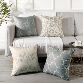 Otostar Cushion Cover 45 45 Set of 4 Nordic Linen Linen Flax Stylish Cute Home Decor Accent Cushion Cover for Sofa Chair Car Bed Sofa Body Pillow Cover Sofa Back Cover Decorative Pillowcase Zabuton