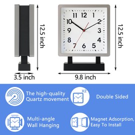 BESTIME 66295B Double Sided Plastic Wall Clock with Silver Frame.Simple Design Classic Station Clock,Quiet,Suitable for Home,Office,Living Room.