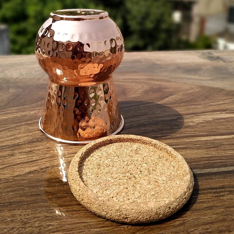 ANCIENT IMPEX Hammered Copper Tumbler with Coaster | Traveller's Copper