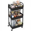 Sywhitta Sywhitta 3-Tier Plastic Rolling Utility Cart with Handle, Multi-Functional
