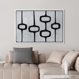 SIGNWIN Framed Canvas Print Wall Art Mid-Century Retro Duotone Polygons Abstract Mid Century Minimalist Geometric Shape for Living Room, Bedroom, Office - 16"x24" White