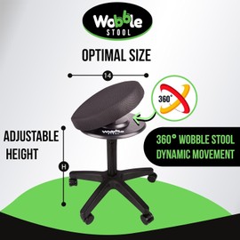The Wobble Stool- Self Balancing Stool with 360 Degree Rotation, Promotes Healthy Posture to Relieve Back and Neck Pain, Lightweight Portable Seat Cushion (Large) - Weight Limit - 220LBS