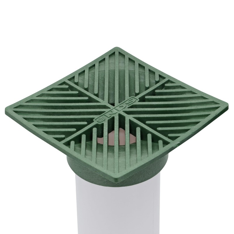 NDS 5, 6-Inch Square Grate, Connects to 3-Inch and 4-Inch