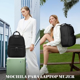 Lubardy Mochila para Laptop Mujer de 15.6 Pulgadas,Mochilas para mujer,Mochila laptop,Mochila mujer,Gran capacidad,Mochilas de viaje antirrobo,Ligero,impermeable y resistente,trabajo,Negro
