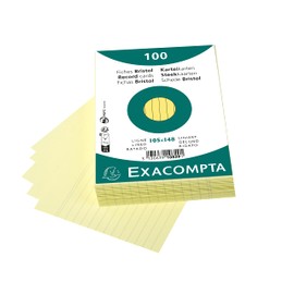 Exacompta - Ref 10829SE - Bristol Lined Record Cards (Pack of 100) - A6 in Size, 205gsm Card, Compatible with Printers - Suitable for Exam Revision & Notes - Yellow