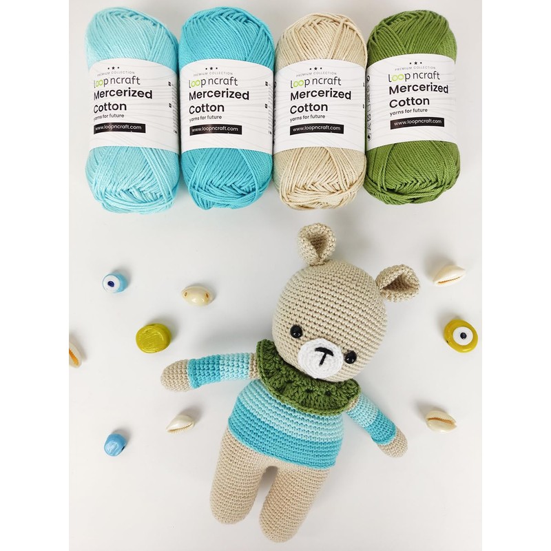 Mercerized Cotton, Natural White, Loopncraft, 50 g, Amigurumi Yarn, Premium,