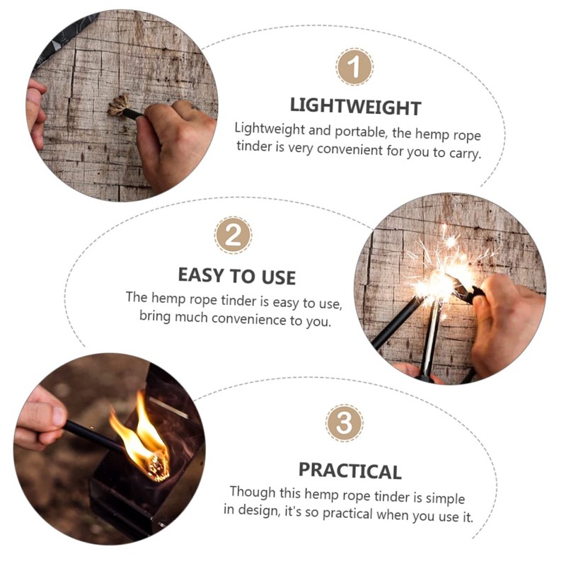 Mipcase 3pcs Fire Starter Wick Cord Lightweight Rope for Camping