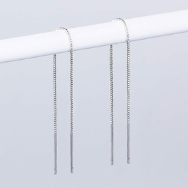 Yaneno 925 Sterling Silver Needle Bar Threader Pull Through Chain Drop Dangle Earrings for Women (4.72)