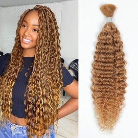 Water Wave Bulk Human Hair for Braiding Wet and Wavy Micro Braiding Human Hair No Weft Human Braiding Hair Extensions for Box Boho Braids 50g with 1 Bundles (22inch,27#)