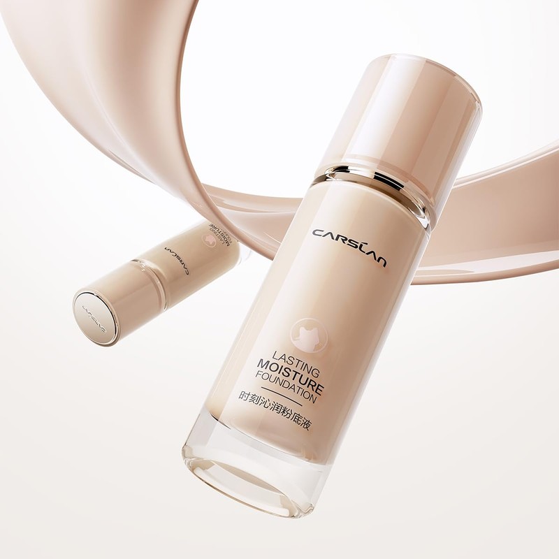 CARSLAN Lasting Moisture Foundation, 24H Longlasting Medium Coverage Dewy Finish